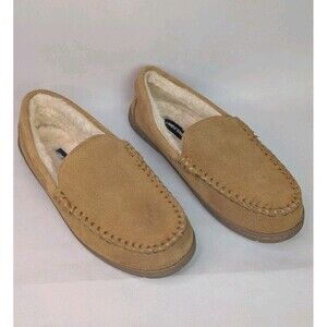 Tan Lands End Moccasins Slippers Size 7 Suede